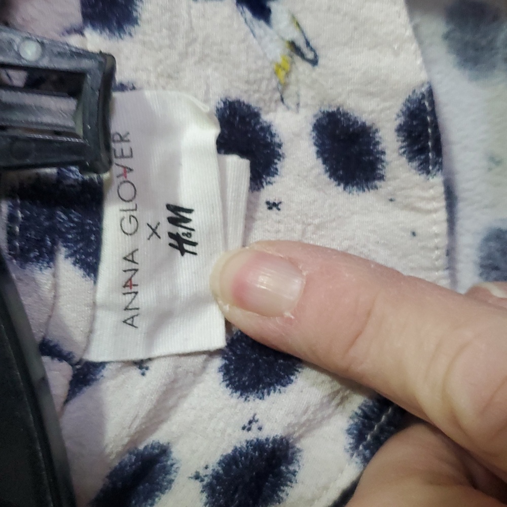 H&M x Anna Glover Navy Polka Dot Blazer Size 4 - Picture 2 of 8